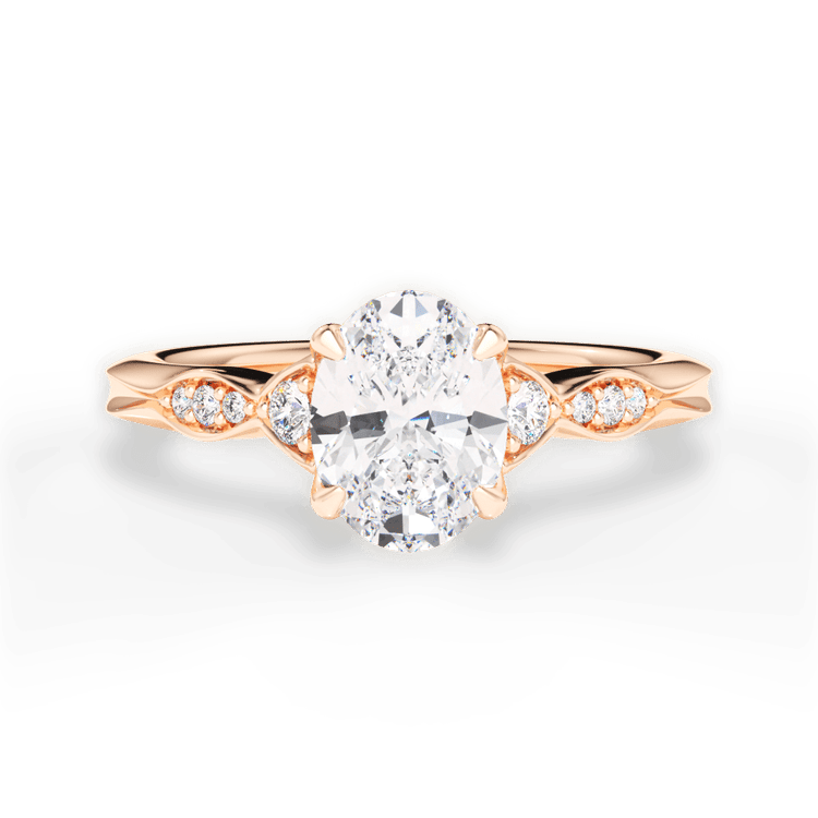The Alida Oval Cut 18kt Rose Gold Vintage Diamond Accent Engagement Ring