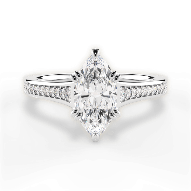The Evita Marquise Cut Platinum Micropavé Diamond Band Engagement Ring