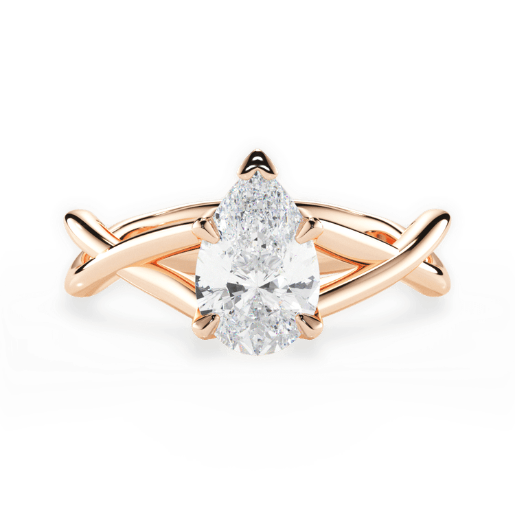 The Carmella Princess Cut 18kt Rose Gold Open-Twist Solitaire Engagement Ring