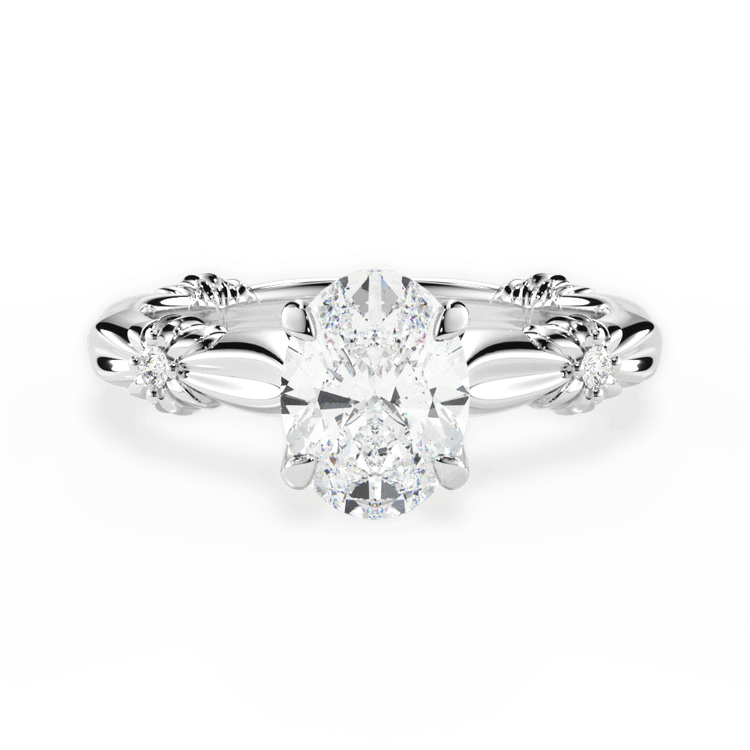 The Edith Oval Cut Platinum Ribbon Engagement Ring