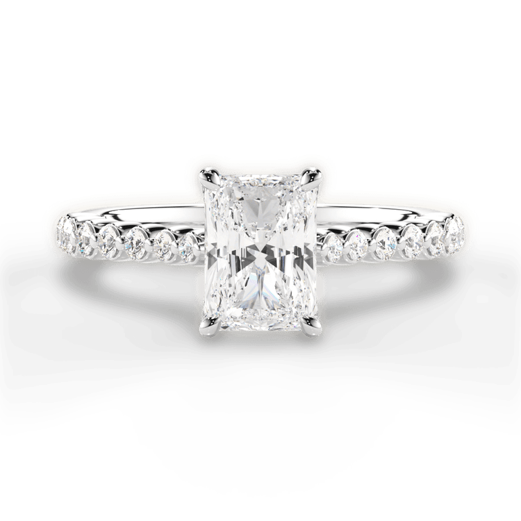 The Mikaela Radiant Cut Platinum Floating Diamond Engagement Ring