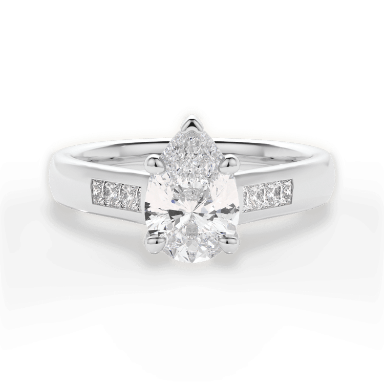The Valentina Princess Cut Platinum Solitaire Channel-Set Diamond Band Engagement Ring