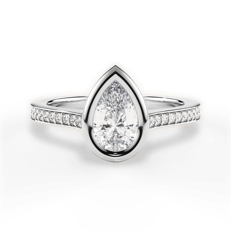 The Tyler Princess Cut Platinum Bezel-Set Pavé Diamond Band Engagement Ring