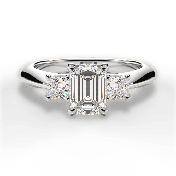 The Ellie Emerald Cut Platinum Three-Stone Solitaire Engagement Ring