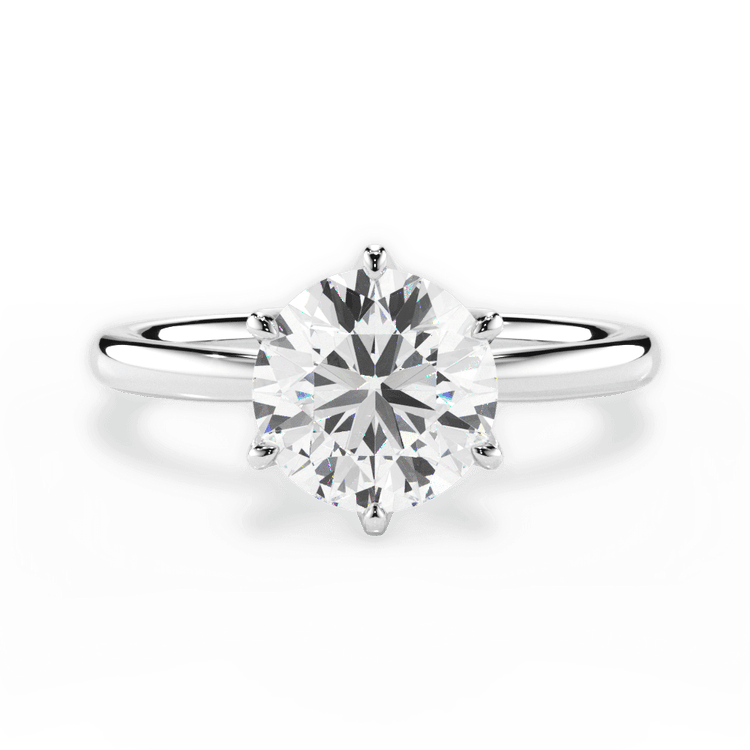 The Petra Round Cut Platinum Six-Prong Petal Solitaire Engagement Ring