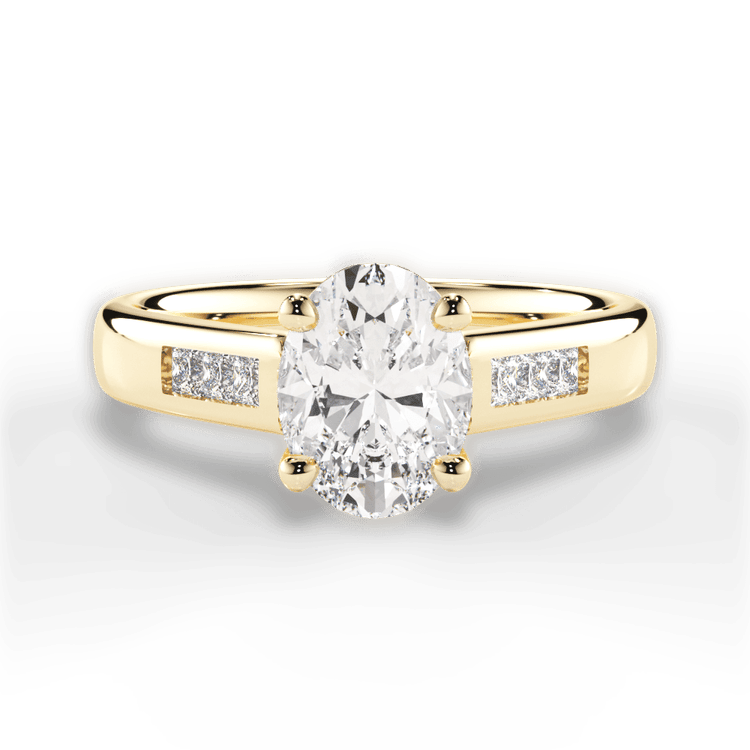 The Valentina Oval Cut 18kt Yellow Gold Solitaire Channel-Set Diamond Band Engagement Ring