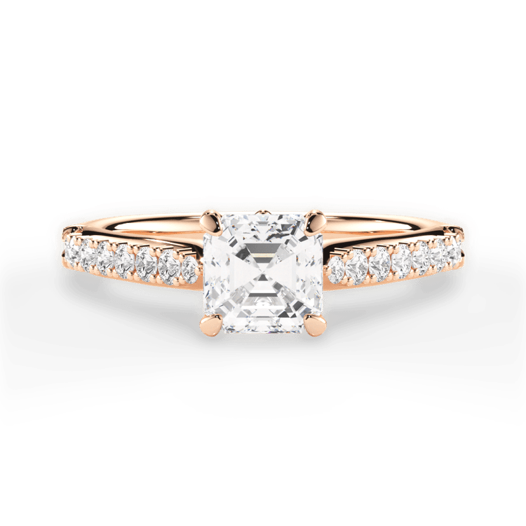 The Adele Asscher Cut 18kt Rose Gold French-Set Diamond Band Engagement Ring