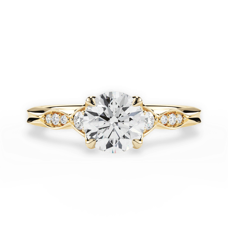 The Alida Round Cut 18kt Yellow Gold Vintage Diamond Accent Engagement Ring