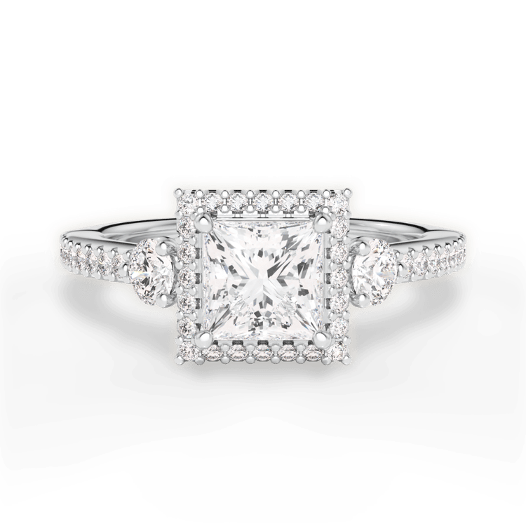 The Lina Pear Shaped 14kt White Gold Tapered Channel-Set Diamond Band Engagement Ring