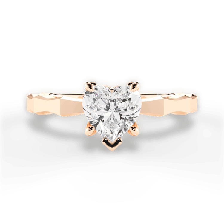 The Maddie Heart Shaped 18kt Rose Gold Octagon Solitaire Engagement Ring