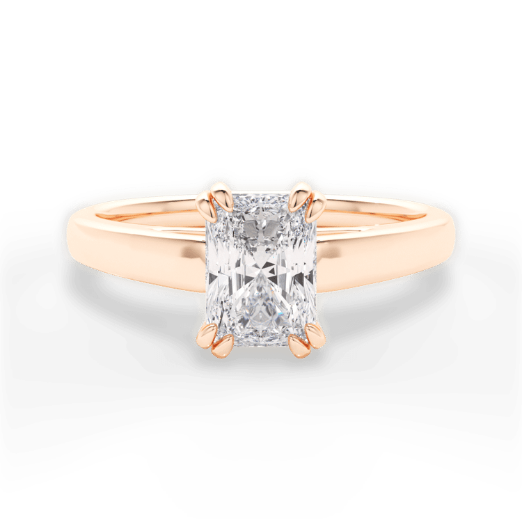 The Brooke Radiant Cut 18kt Rose Gold Solitaire Cathedral Tulip Engagement Ring