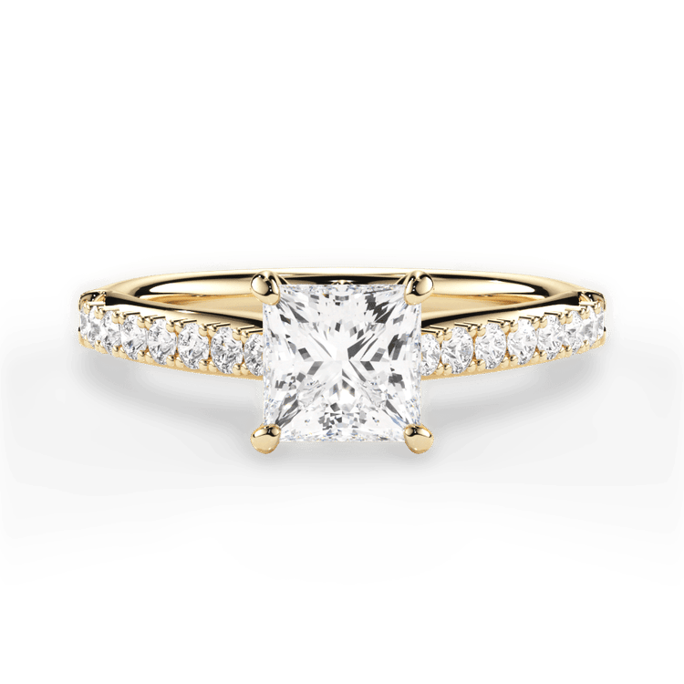 The Adele Pear Shaped 18kt Yellow Gold French-Set Diamond Band Engagement Ring