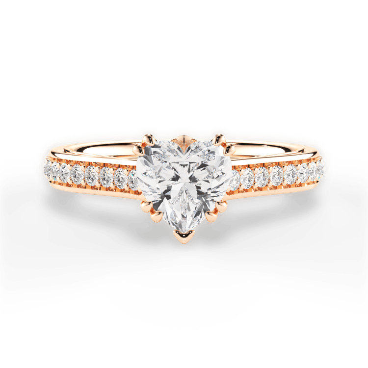The Gloria Heart Shaped 18kt Rose Gold Pavé Double-Prong Engagement Ring