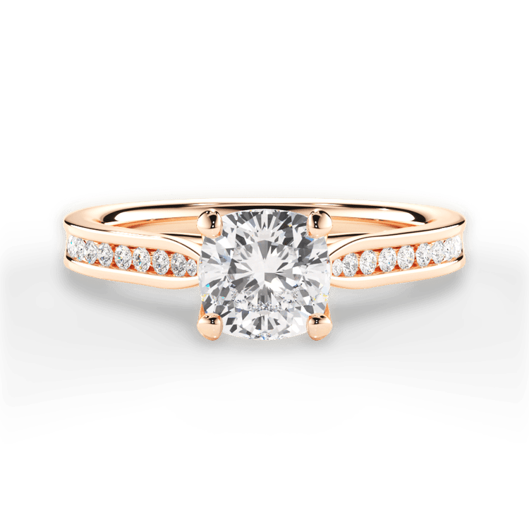 The Imani Cushion Cut 18kt Rose Gold Channel-Set Diamond Engagement Ring