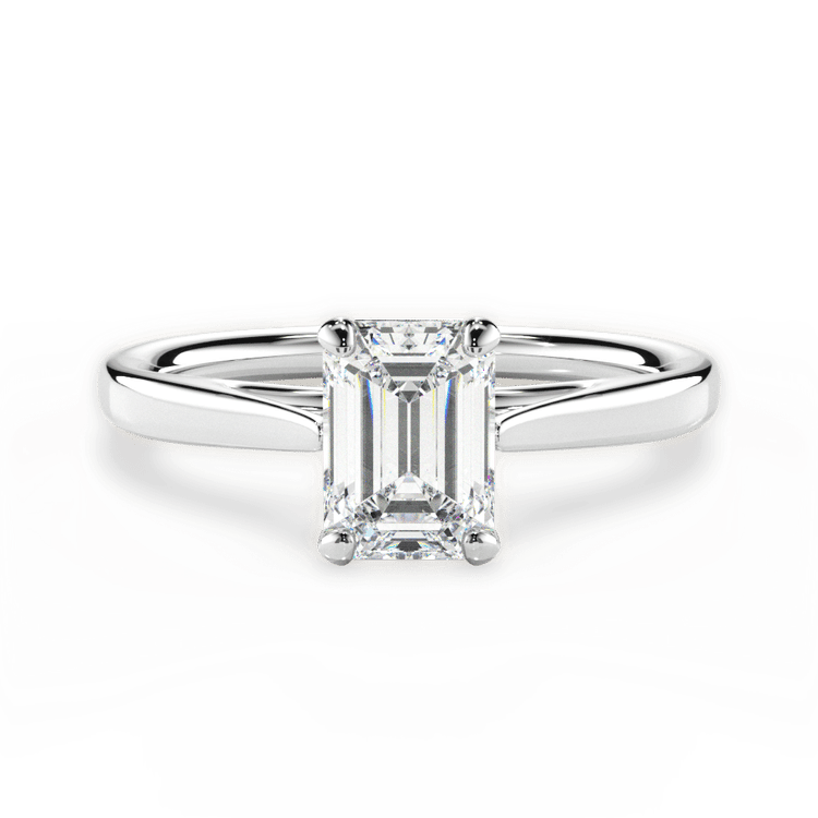 The Vera Emerald Cut Platinum Solitaire Engagement Ring
