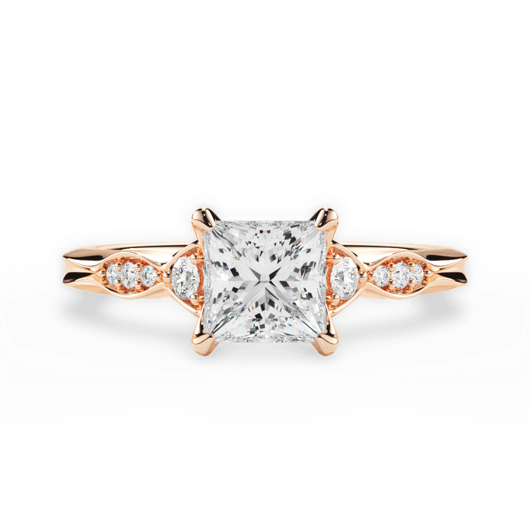 The Alida Pear Shaped 18kt Rose Gold Vintage Diamond Accent Engagement Ring