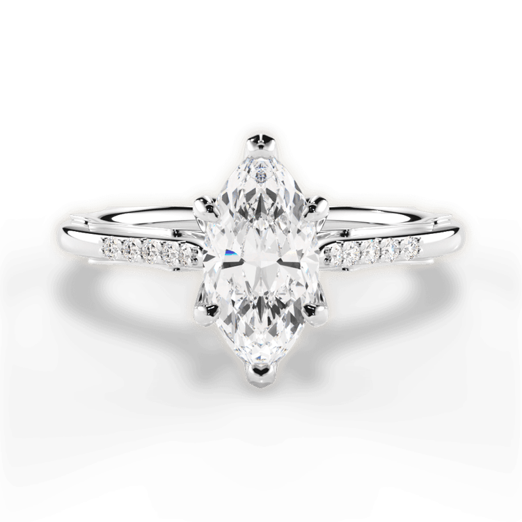 The Stephie Marquise Cut Platinum Modern French-Set Band Diamond Engagement Ring