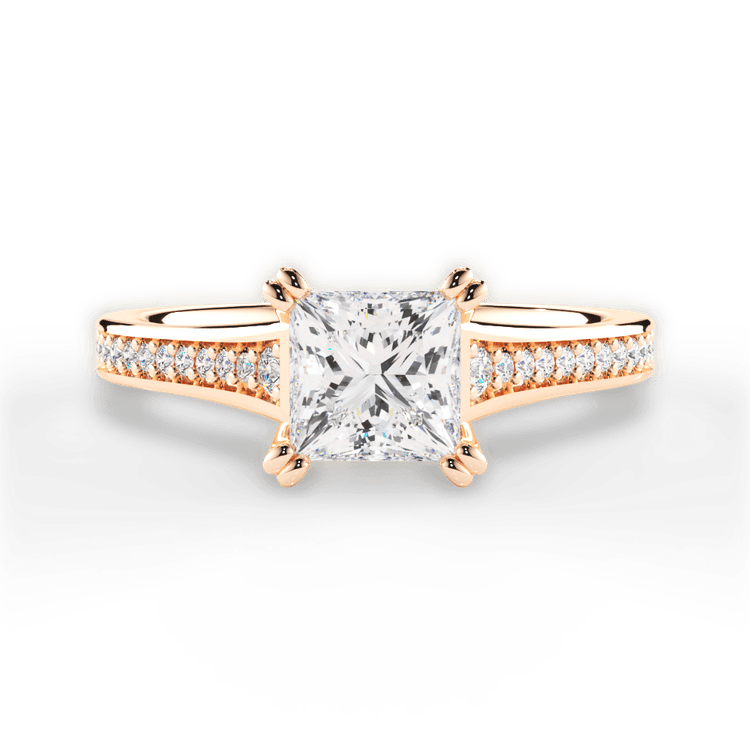 The Evita Pear Shaped 18kt Rose Gold Micropavé Diamond Band Engagement Ring