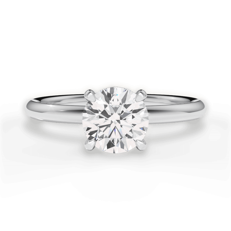 The Stella Round Cut Platinum Classic Solitaire Engagement Ring with Hidden Halo