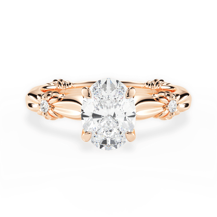 The Edith Oval Cut 18kt Rose Gold Ribbon Engagement Ring