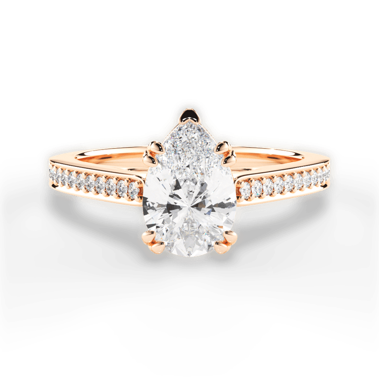 The Zahra Princess Cut 18kt Rose Gold Pavé Vaulted Diamond Engagement Ring