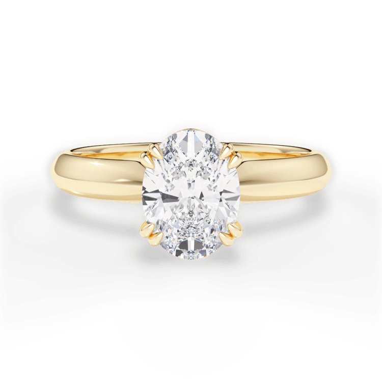 The Romie Oval Cut 18kt Yellow Gold Solitaire Knife-Edge Tulip Engagement Ring