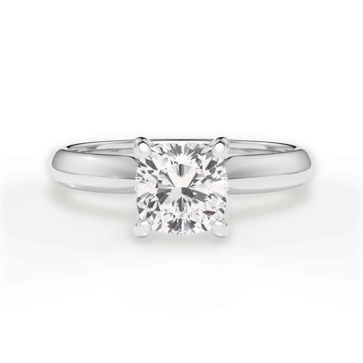 The Ottilie Cushion Cut Platinum Solitaire Knife-Edge Engagement Ring