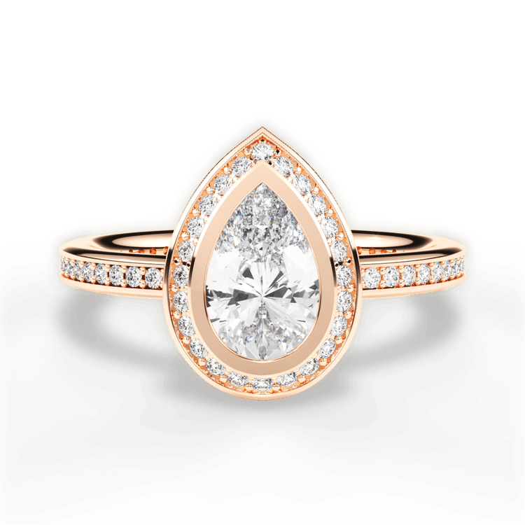 The Ritani Endless Love Princess Cut 18kt Rose Gold Round Vintage Halo Micropavé Diamond Band Engagement Ring