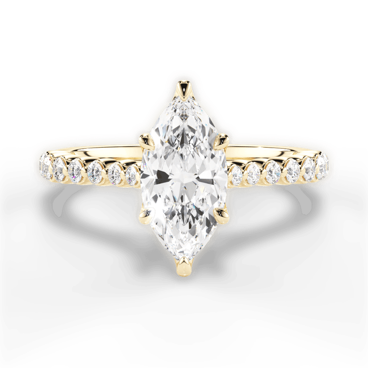 The Mikaela Marquise Cut 18kt Yellow Gold Floating Diamond Engagement Ring