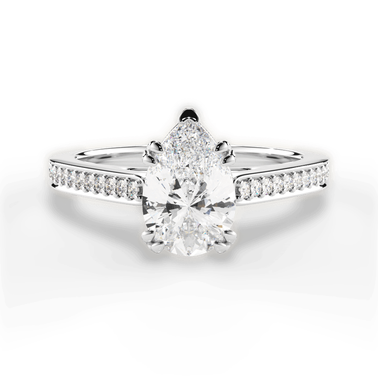 The Zahra Princess Cut Platinum Pavé Vaulted Diamond Engagement Ring