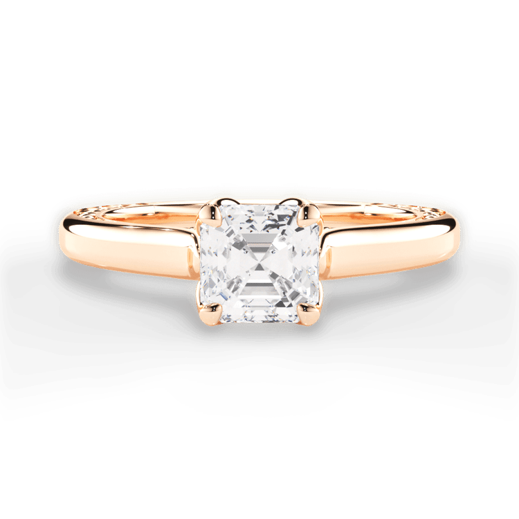 The Kenzie Asscher Cut 18kt Rose Gold Solitaire Diamond Braided Engagement Ring