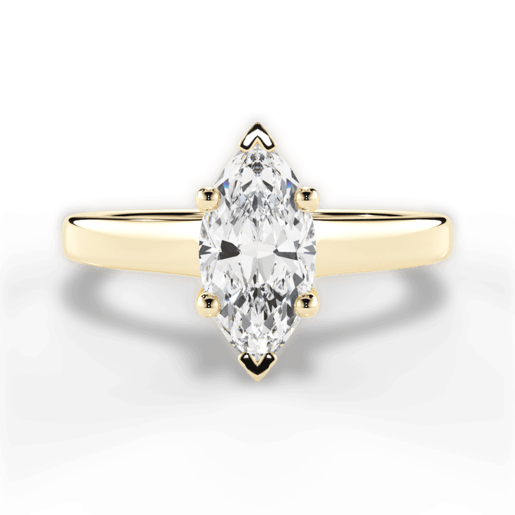 The Lily Marquise Cut 18kt Yellow Gold Solitaire Tulip Cathedral Engagement Ring