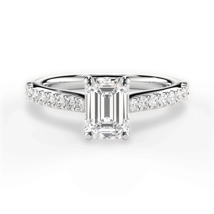 The Adele Emerald Cut 14kt White Gold French-Set Diamond Band Engagement Ring