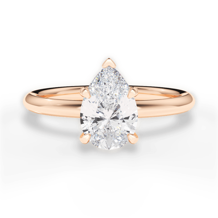 The Stella Princess Cut 18kt Rose Gold Classic Solitaire Engagement Ring with Hidden Halo