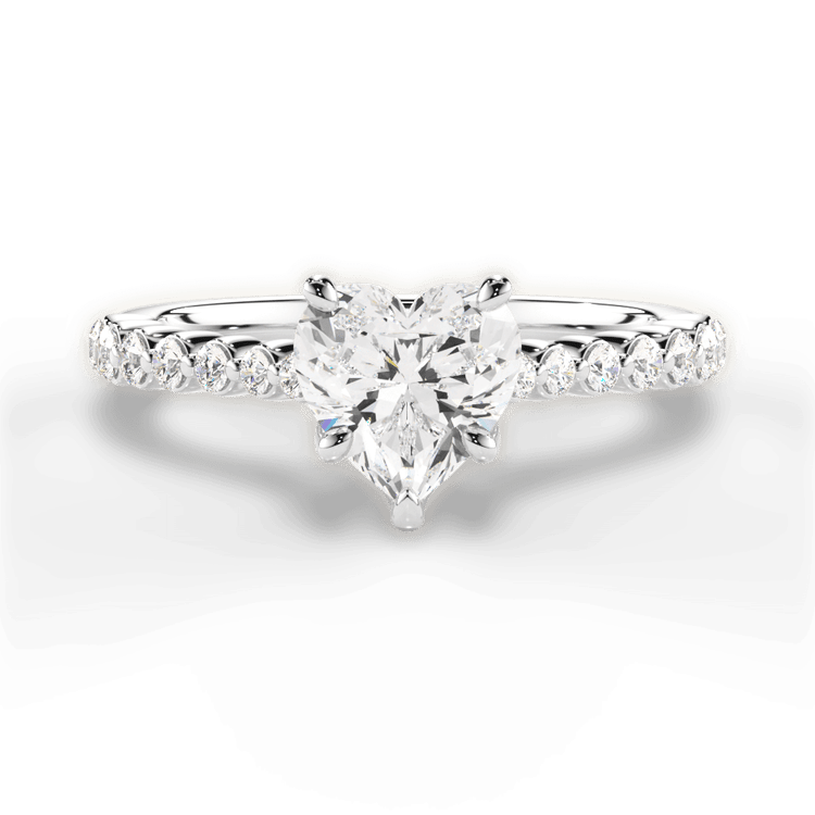 The Mikaela Heart Shaped Platinum Floating Diamond Engagement Ring