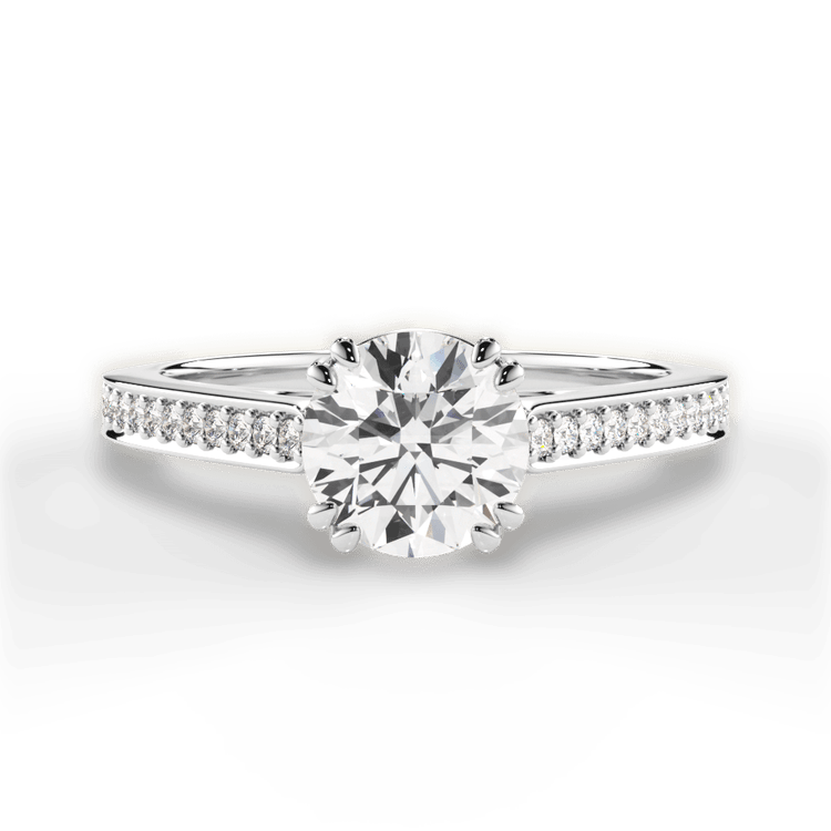 The Zahra Round Cut Platinum Pavé Vaulted Diamond Engagement Ring