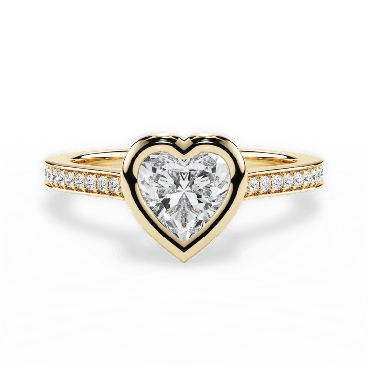 The Tyler Heart Shaped 18kt Yellow Gold Bezel-Set Pavé Diamond Band Engagement Ring