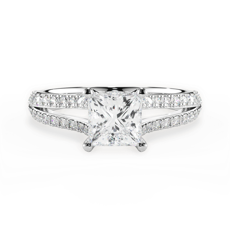 The Bicia Pear Shaped Platinum Double French-Set Diamond 'V' Engagement Ring