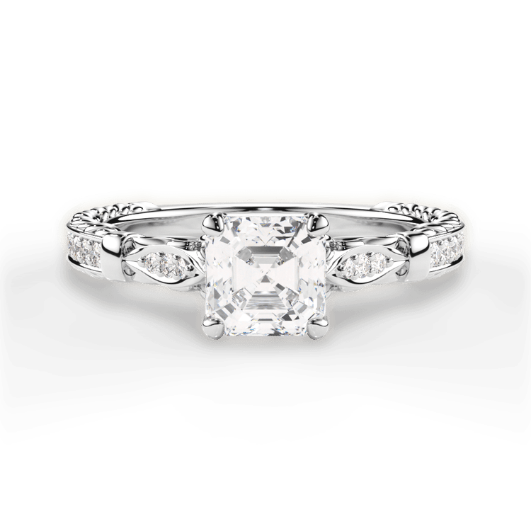 The Jolie Asscher Cut Platinum Braided Scroll Engagement Ring