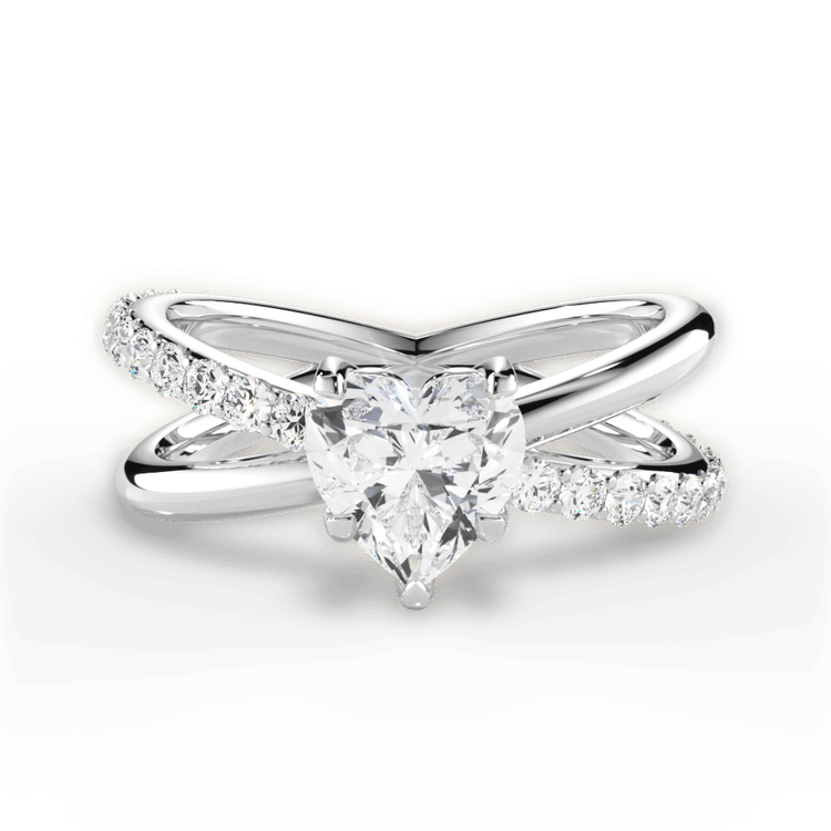 The Odette Heart Shaped Platinum Modern Open Band Diamond Engagement Ring