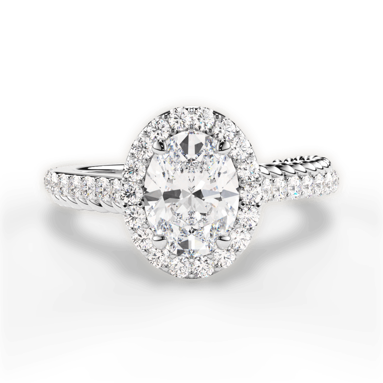 The Xiomara Oval Cut Platinum Two-Sided Split Diamond Engagement Ring