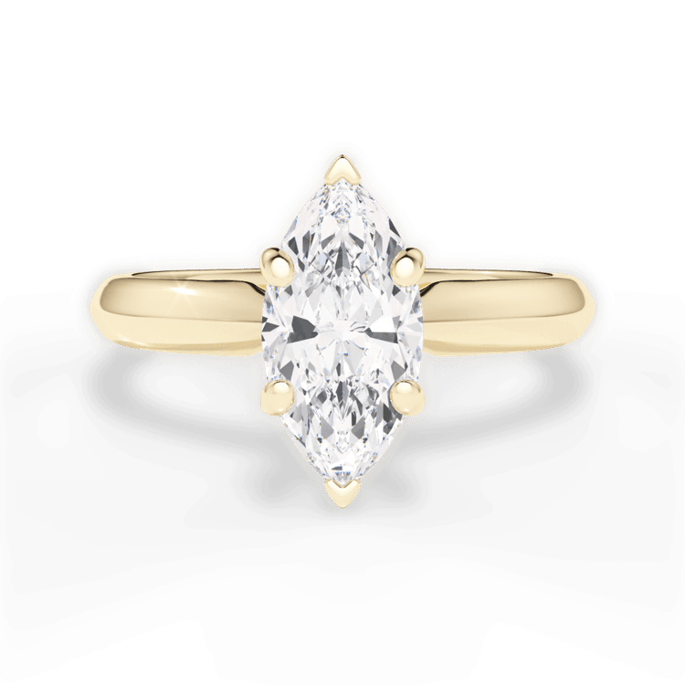 The Zoya Marquise Cut 18kt Yellow Gold Solitaire Knife-Edge Engagement Ring