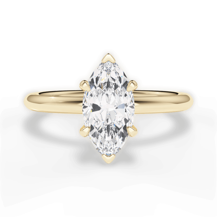 The Stella Marquise Cut 18kt Yellow Gold Classic Solitaire Engagement Ring with Hidden Halo