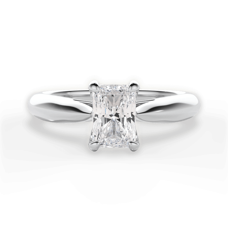 The Elowen Radiant Cut 14kt White Gold Solitaire Tapered Engagement Ring