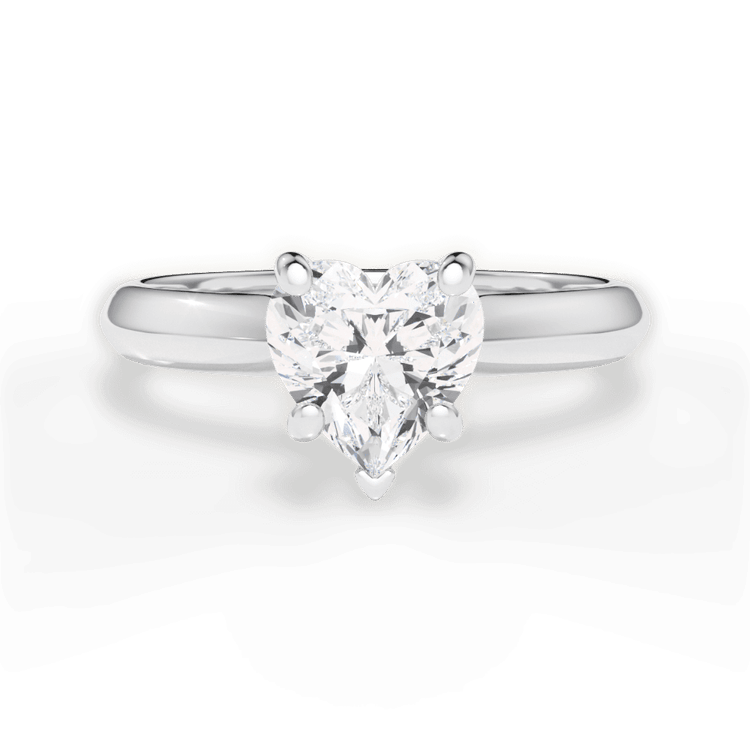 The Ottilie Heart Shaped Platinum Solitaire Knife-Edge Engagement Ring