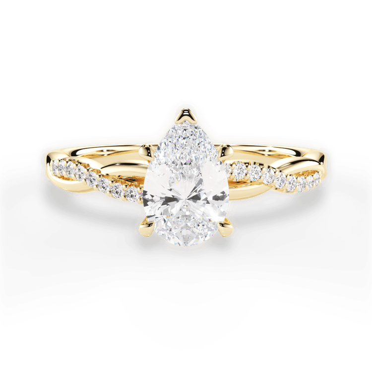 The Mia Princess Cut 18kt Yellow Gold Petite Half Diamond Twist Engagement Ring