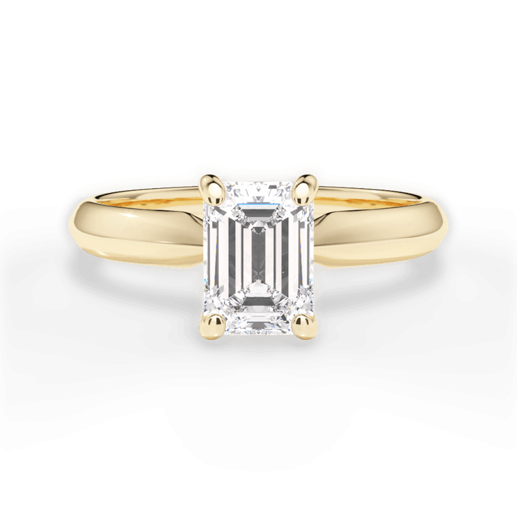 The Zoya Emerald Cut 18kt Yellow Gold Solitaire Knife-Edge Engagement Ring