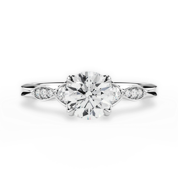The Alida Round Cut Platinum Vintage Diamond Accent Engagement Ring