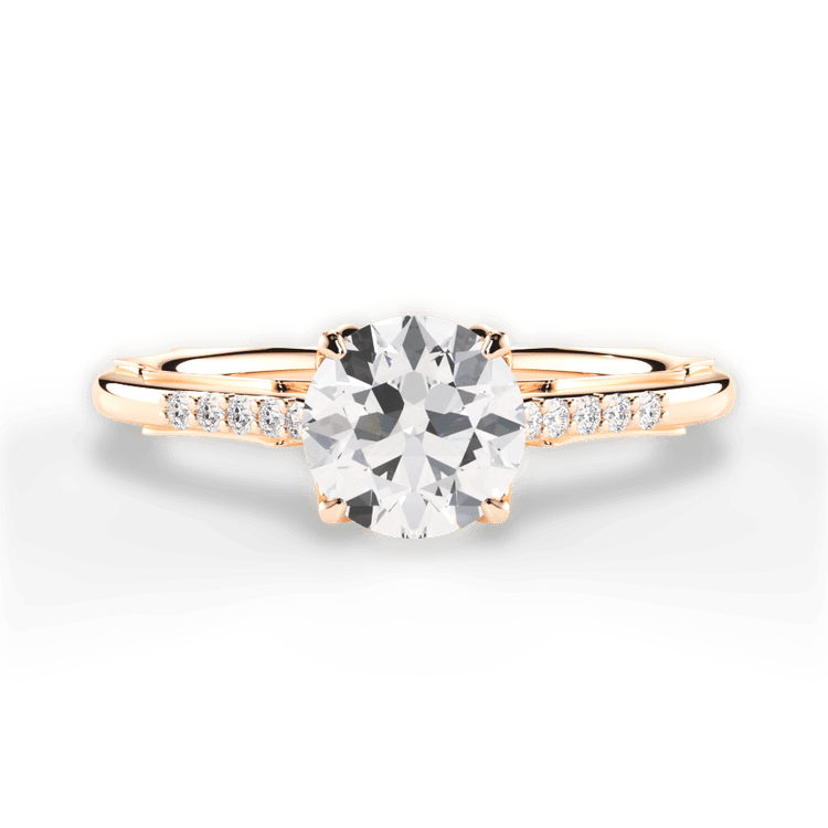 The Stephie Round Cut 18kt Rose Gold Modern French-Set Band Diamond Engagement Ring