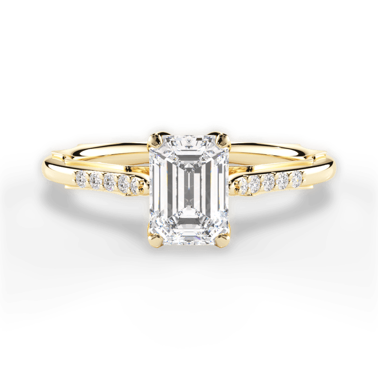 The Stephie Emerald Cut 18kt Yellow Gold Modern French-Set Band Diamond Engagement Ring